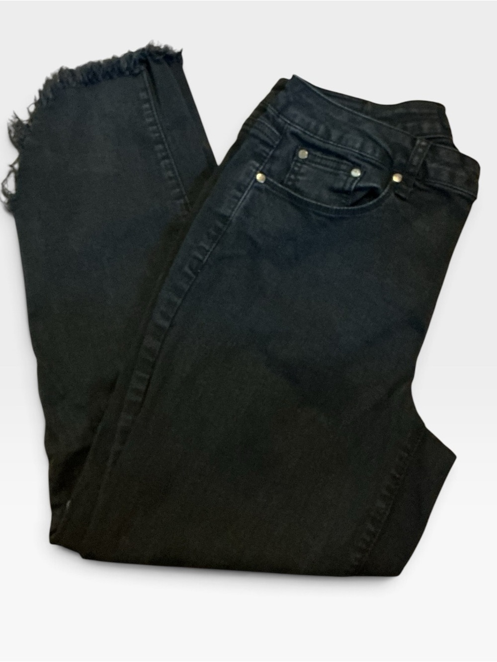 Earl Jeans Straight Leg High--Rise Black Jeans with Raw Hem